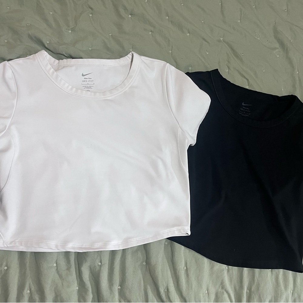 Nike White and Black Crop Tops
